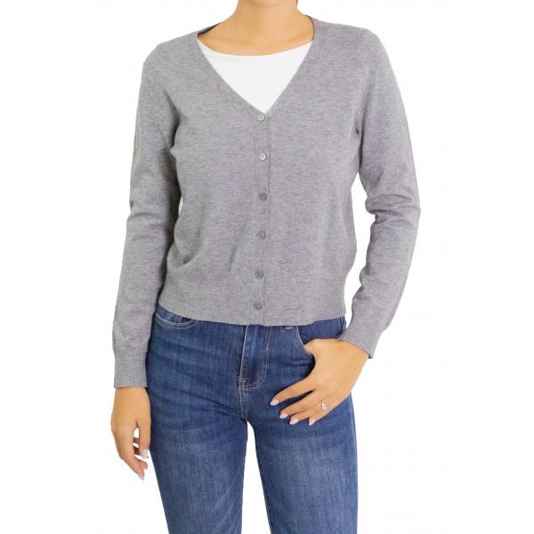 Cardigan con bottoni tinta unita con scollo a V